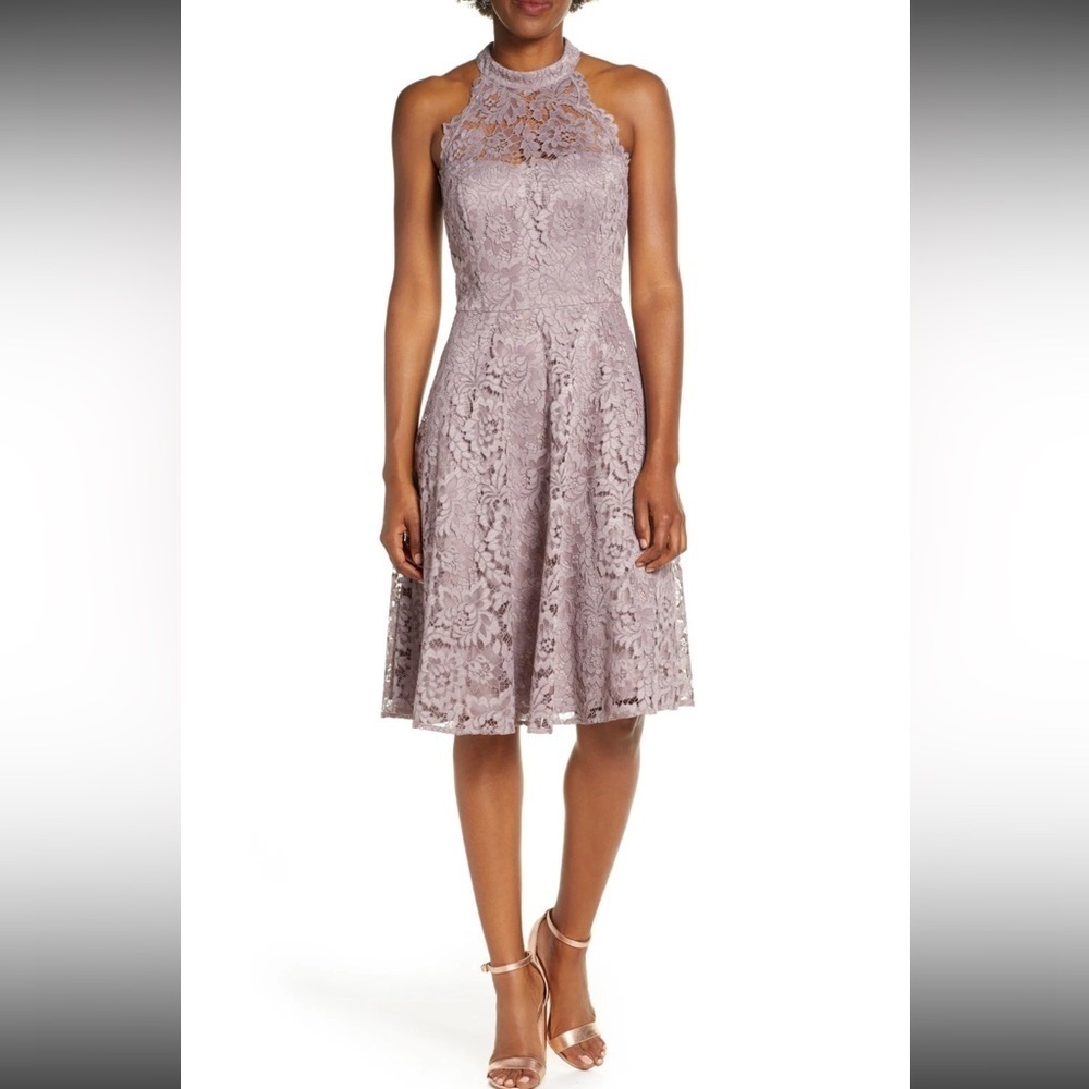 NWT Eliza J Mauve Lace Dress Size 8
